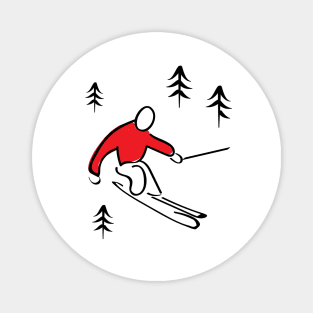 Skier Illustration Magnet